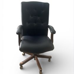 Sleek Navy Blue Leather Executive Chair