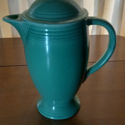Vintage Fiesta Fiestaware Green Lidded Coffee Pot Server 10.5 Tall No Chips Or Cracks Vintage?   s Read Description 