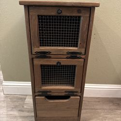 Rustic Wood Cabinet w/ Wire Doors Farmhouse Storage