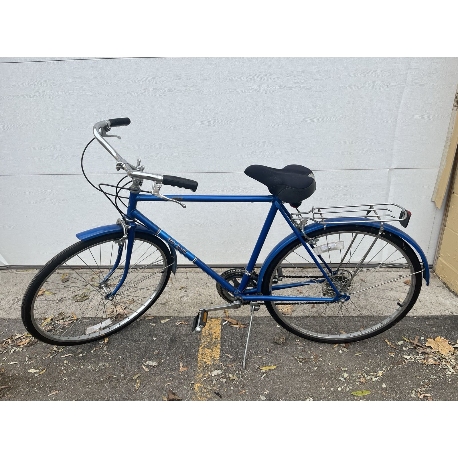 Blue Mens Brittany Free Spirit bike with rear rack. Men’s bicycle 