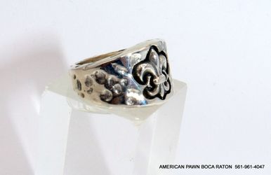 Sterling Silver Fleur Des Lis (De Lys) Band Ring Size 10 1/2 Pre-owned . 
