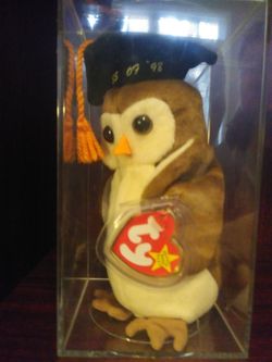 ty class of 98' "Wise" the owl beanie baby
