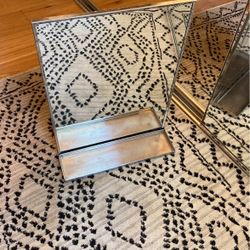 Vintage Perma Bilt Industrial Mirror With Shelf