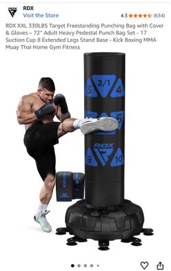 RDX XXL 330LBS Target Freestanding Punching Kicking Bag & Gloves – 72” Adult Heavy Pedestal Punch Bag Set - 17 Suction Cup 8 Extended Legs Stand Base