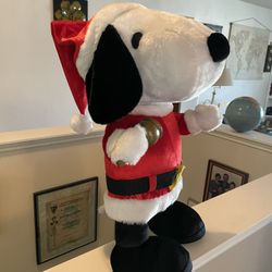 Snoopy Peanuts Plush Doll Santa Suit Christmas Standing Large 25" Tall By Gemmy
