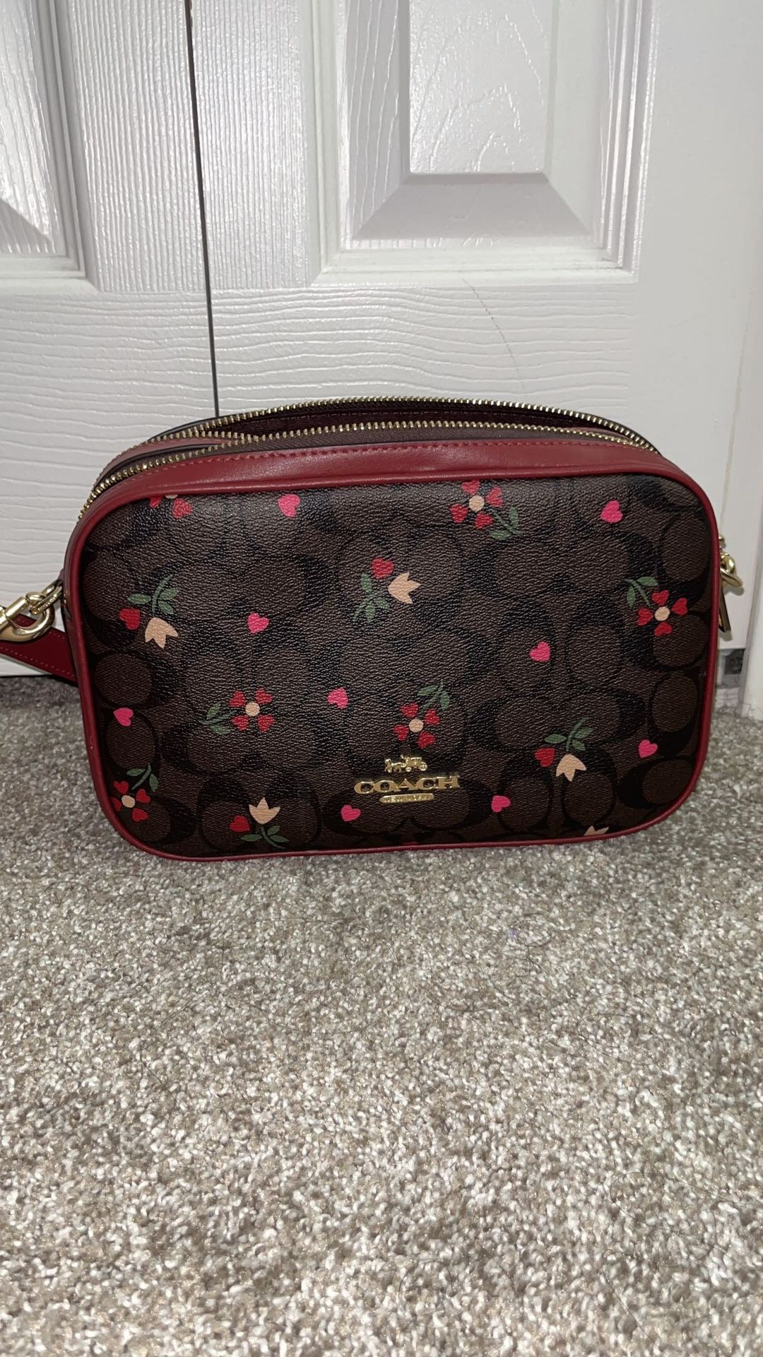 Jes Crossbody Bag in Singature Color with Heart Petal Print Coach Bag
