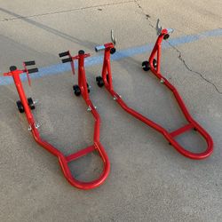 New Motorcycle Front &rear Stands Wheel Support Swing Arm Lift