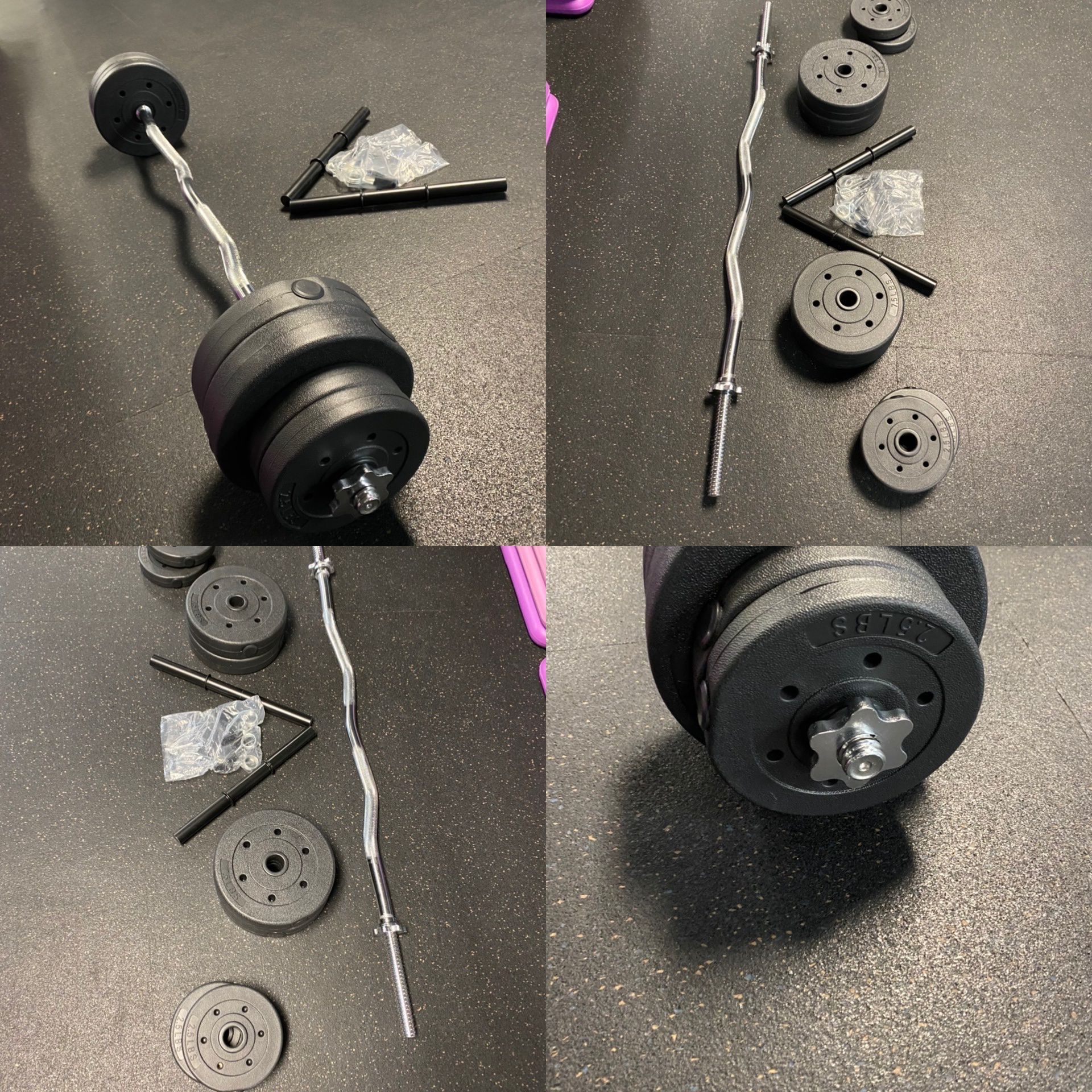 At This Price!!)40lbs Of Weights And Chrome Curl Bar All brand new in box(Today only only three left