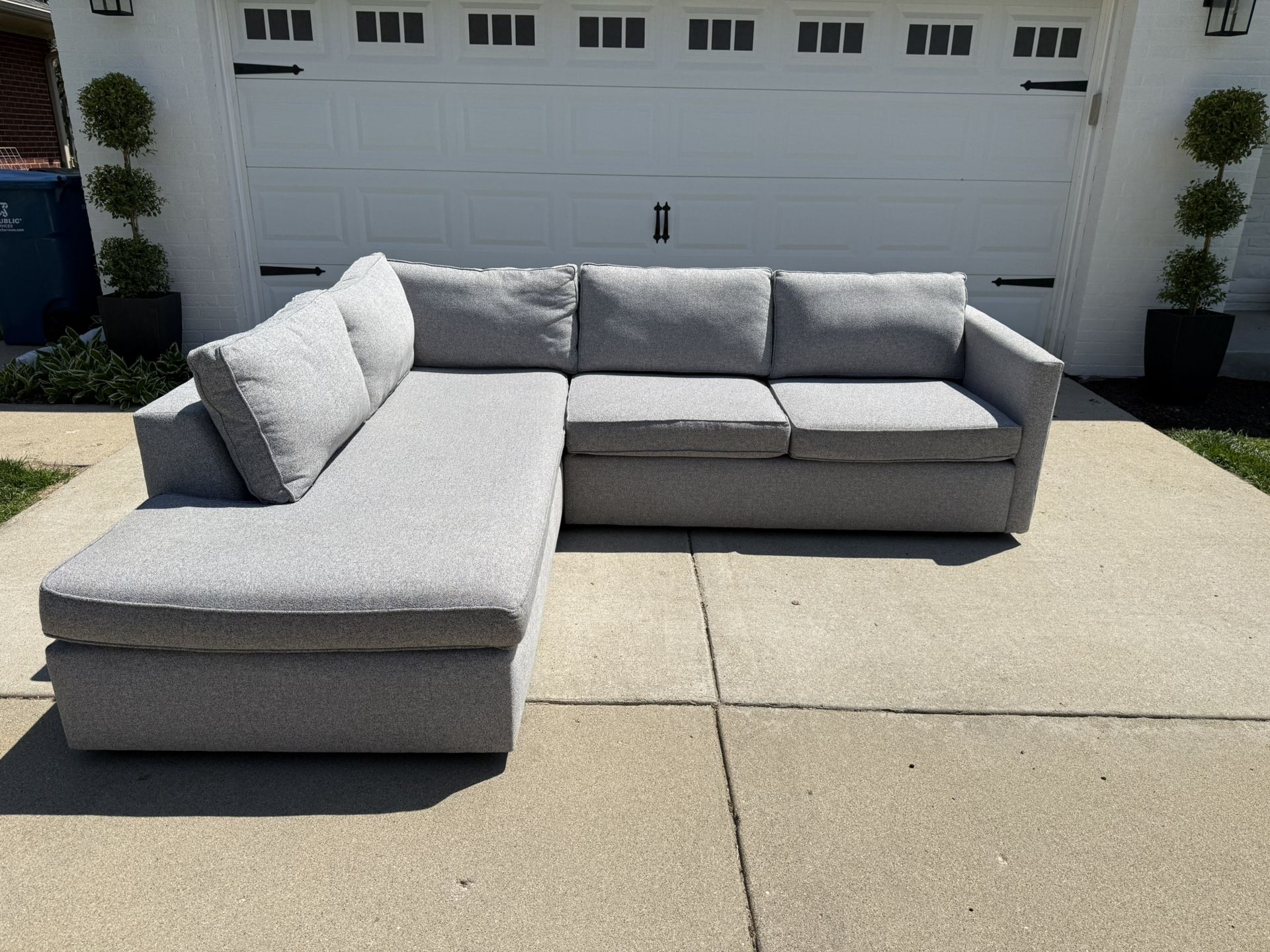 West Elm Harris 2-Piece Bumper Chaise Sectional-Delivery Available