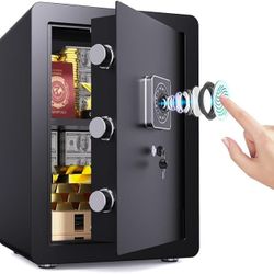 New In Box Safe Box Fire Safe Box For Home With Fingerprint Biometric,2 Cubic Metal Safety Box For Money, Jewelry, Documents,With Silent And Anti-Thef