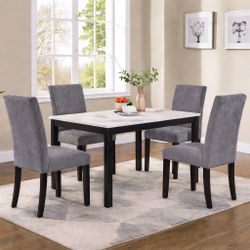 New White/Gray 5pc Dining Room