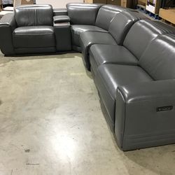 Leather Power Reclining Sectional