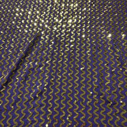 About 2 Yards Of Gold Sequined Purple Fabric 