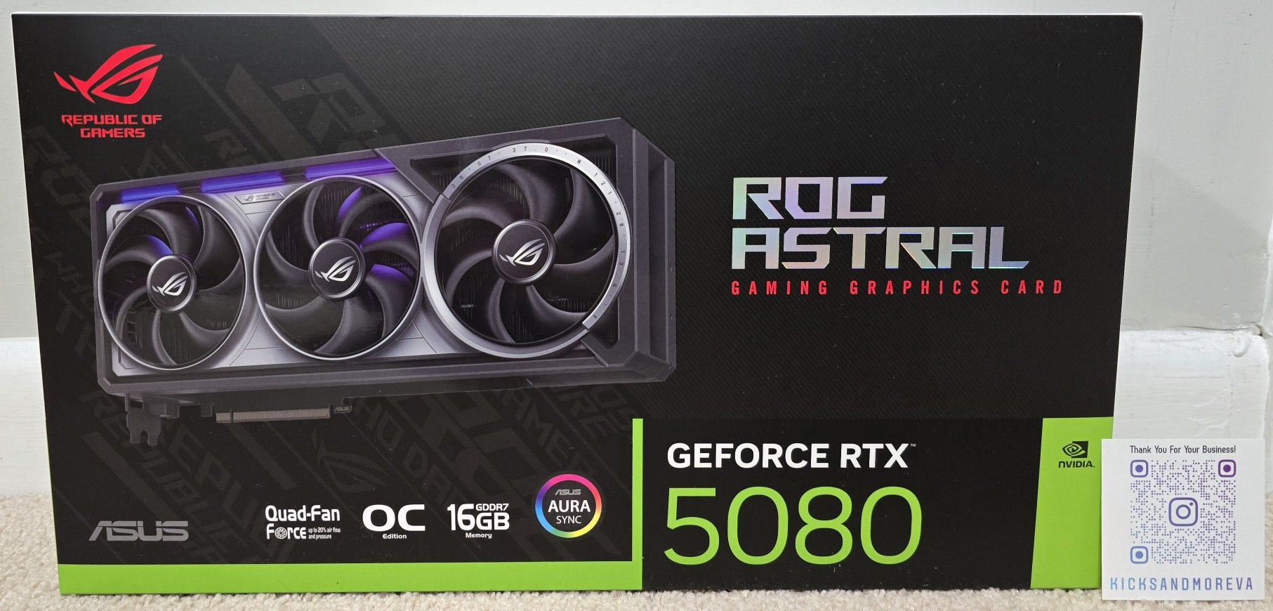 ASUS ROG Astral GeForce RTX 5080 OC Edition Gaming Graphics Card PCIe 5.0, 16GB GDDR7, HDMI/DP 2.1