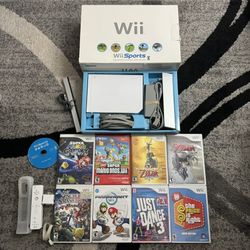 Nintendo Wii Bundle In Box With 9 Games 