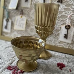 Glass Gold-painted Chalice And Bowl