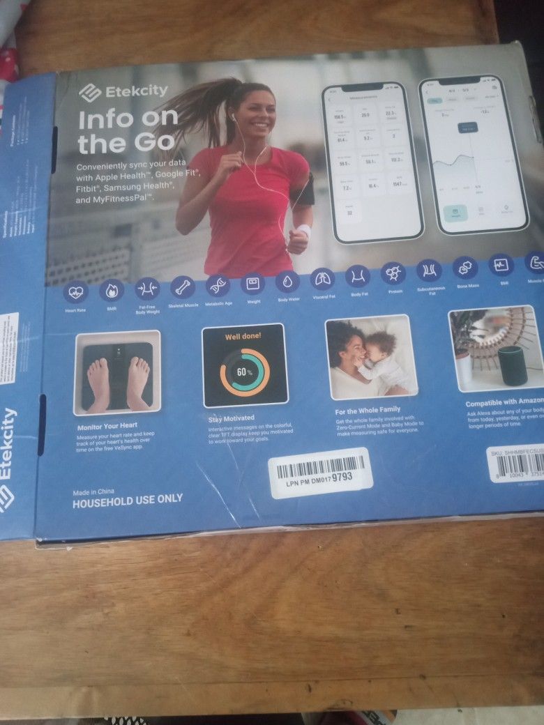 ETEKCITY SMART BLUETOOTH WI FI SCALE FOR BODY WEIGHT AND FAT