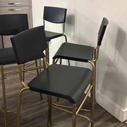 Modern black and gold counter barstools (4)