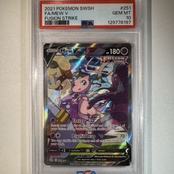 2021 Pokemon Sword & Shield Fusion Strike Secret #251 FULL ART MEW V PSA 10 GEM MT 