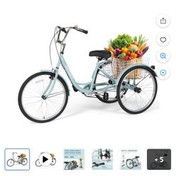 Adult Tricycle 7 Speed Trikes 3 Wheel 26'' Bikes for Adults, Trike for Women Men, Rear Removable Wheeled Baskets - Seniors & Commuters, 350 lb - Green