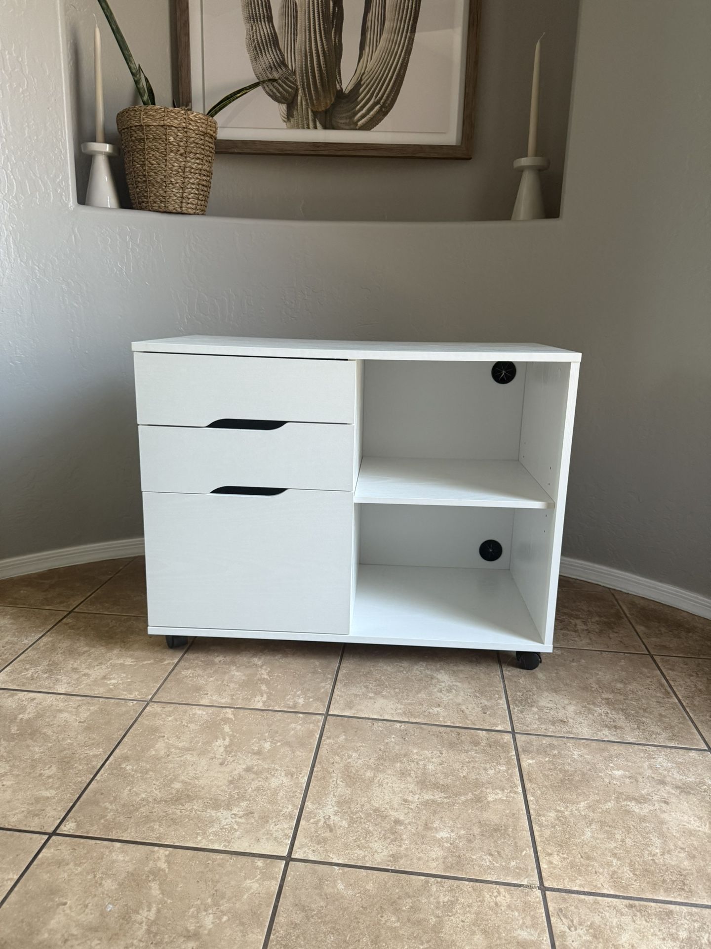 3-Drawer Office Filing Cabinet with Wheels