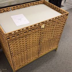 rattan cat litter box hidden cabinet.
