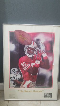 Jerry rice Color penciled/painting by Steve Hoskins signed by Jerry Rice the record breaker