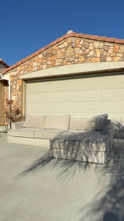 Delivery available! Beautiful pottery barn style sectional couch w chaise!