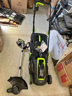 20V Cordless Electric Lawn Mower & Trimmer Combo, 13-Inch，Brushless Motor, Mowet & Trimmer & Edger,