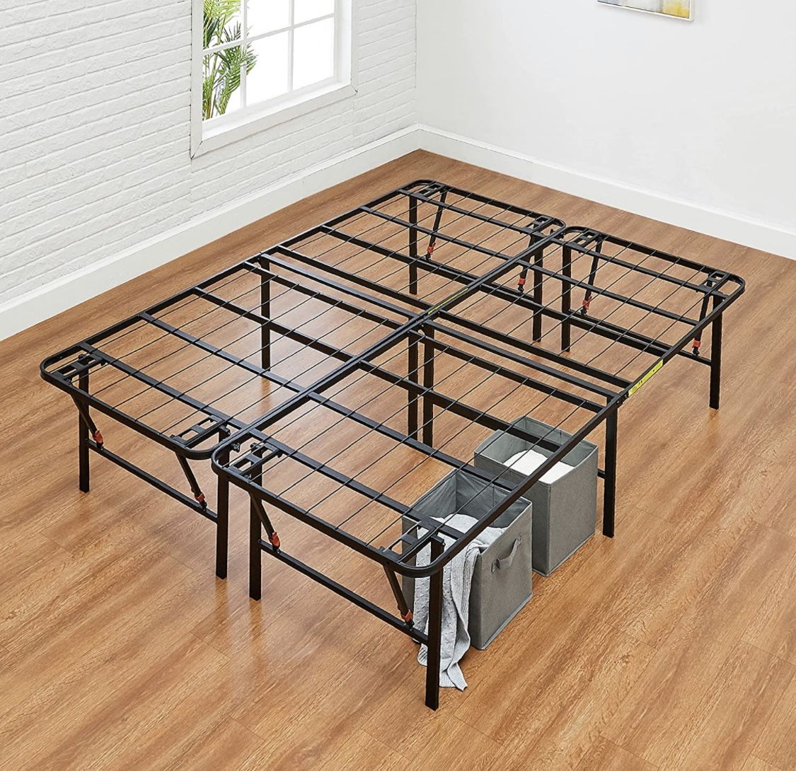 Full Frame Only - Amazon Basics Foldable Metal Platform Bed Frame with Tool Free Setup, 18 Inches High, Full, Black