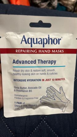 These Aquaphor Advanced Therapy Repairing Hand Masks are designed to provide intensive hydration for dry, rough skin in just 10 minutes.