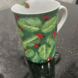 KONITZ PORCELAIN MUG SPRING LADYBUGS ON LEAVES BY BIGI V. HULSEN.Germany.