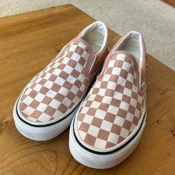 Vans Checkered Mauve  Slip On Shoes - Size 7.5