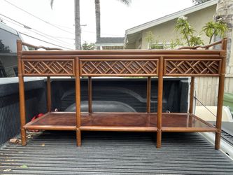 Brown Jordan Fretwork Rattan Console Table