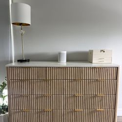 Fluted 9 Drawer Dresser with Faux Marble Top