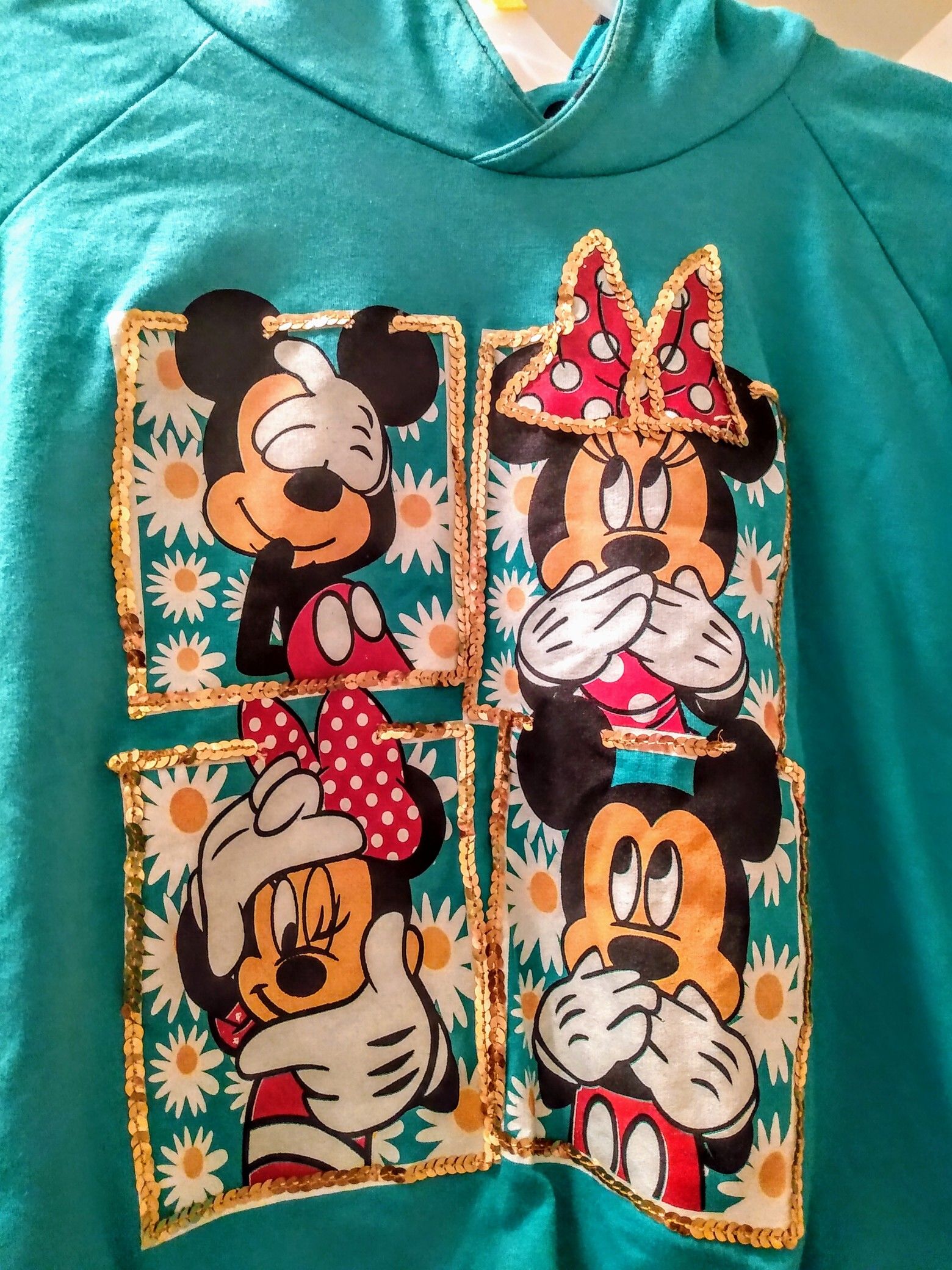 Disney Teal Green Mickey/Minnie Mouse Disney Hoodie-$5 each