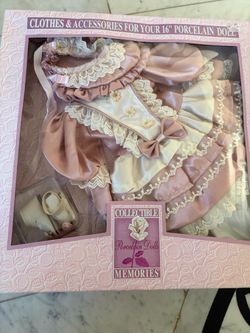 New Memories 16" Porcelain Doll Clothes & Accessories Pink Dress
