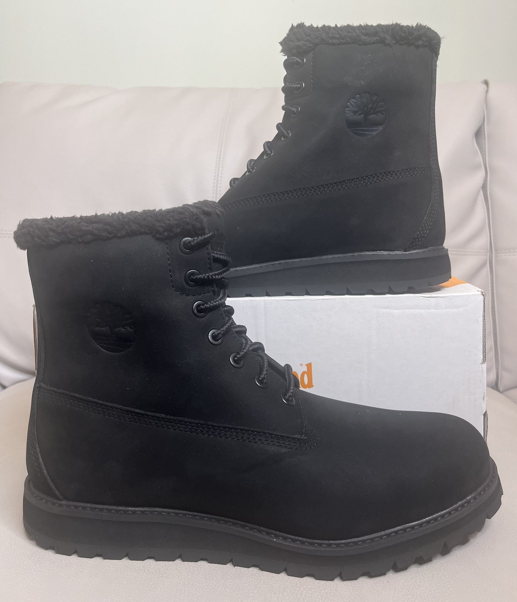 Timberland Richmond Ridge Black Nubuck Waterproof Fur Boots Men’s Size 11 NEW