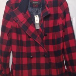 Talbot's New Navy Blue And Red Pea coat 