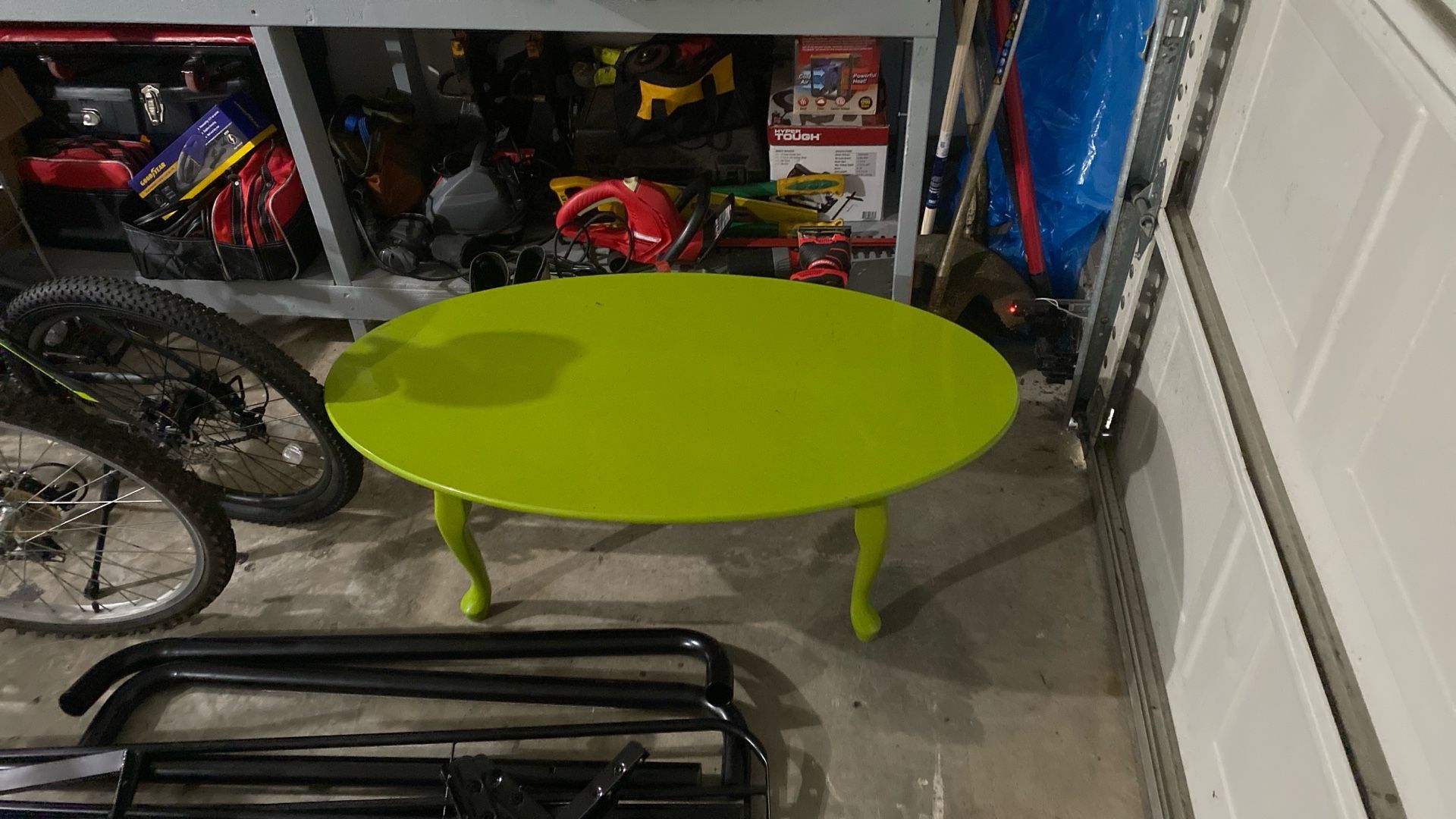 Lime green coffee table. Mid-century modern style.