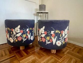 Embroidered floral ottomans / stools