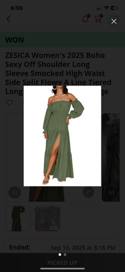 🌸 ZESICA Women's Boho Sexy Off-Shoulder Long Sleeve Dress - High Waist, Side Split - New with Tags! 🌸 