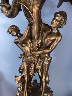 Entice Two pieces lamp. Very heavy.  Have 5 lights. With two beautiful figures.  From ITALY. Excellent condition.