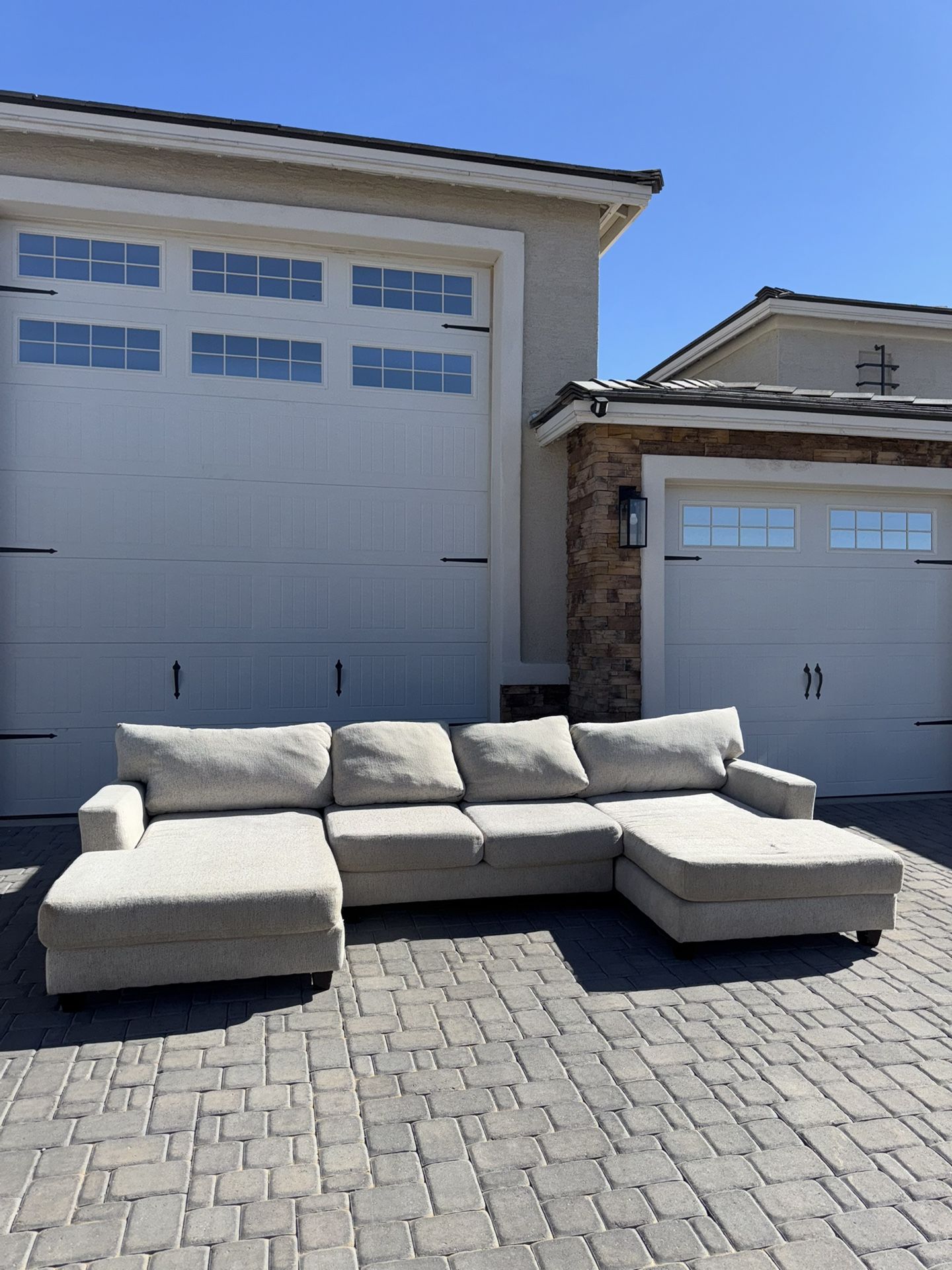 Three Piece Light Grey Sectional 