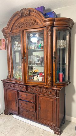 Large Wood China Cabinet Hutch