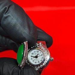 Green Quartz Watch Ring - New