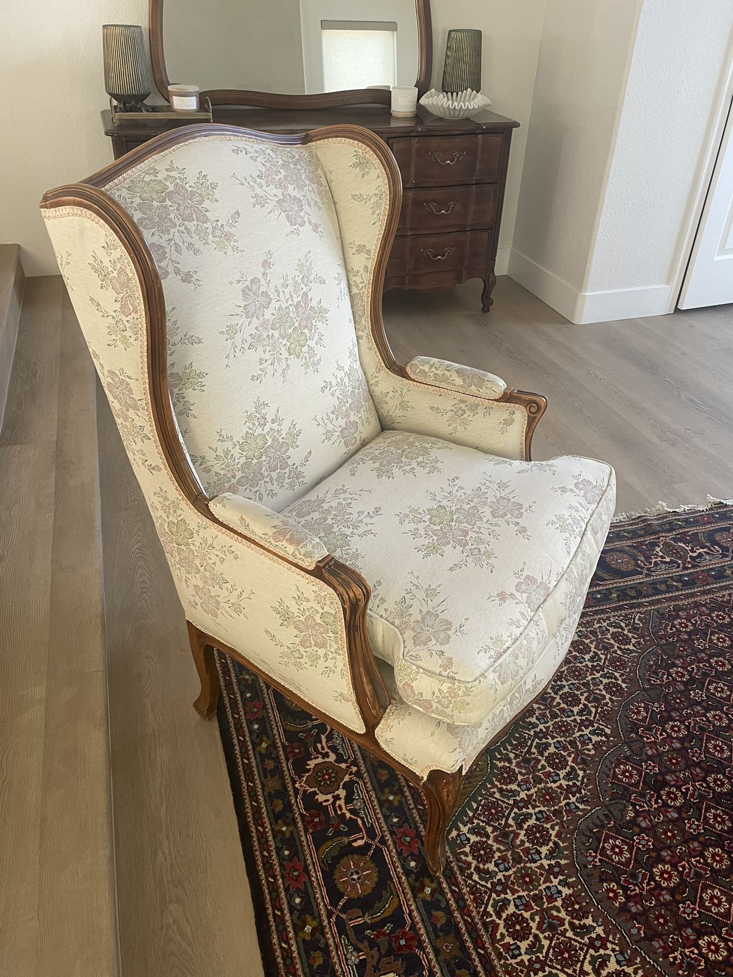 Gorgeous Antique King Louis Style Wingback Chair