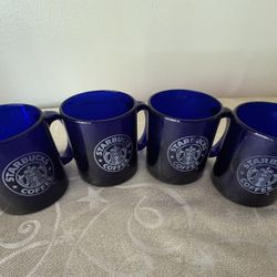 RARE Vintage Starbucks Cobalt Blue Glass Coffee Cup / Mug 