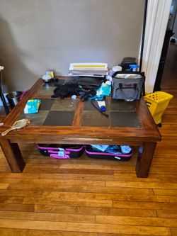 FREE Solid wood and tile coffee table