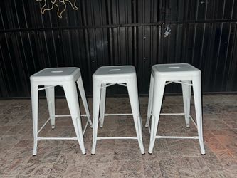 (3) 24” Height White Bar Stools